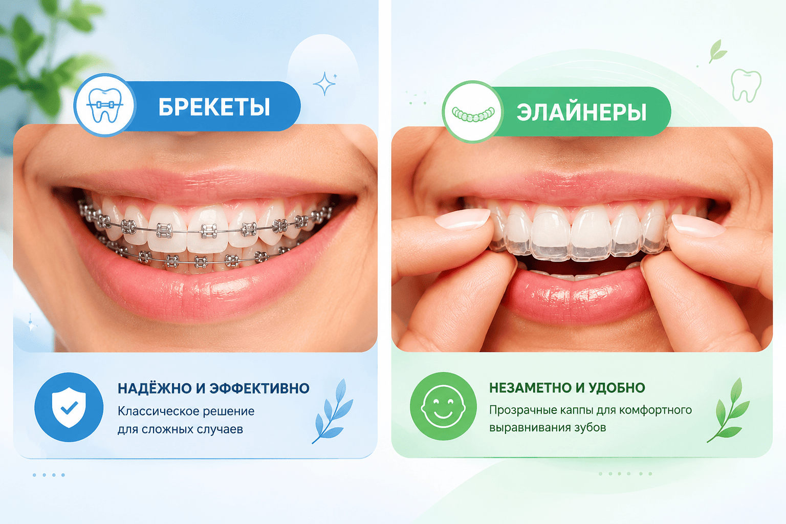 Брекеты vs Элайнеры